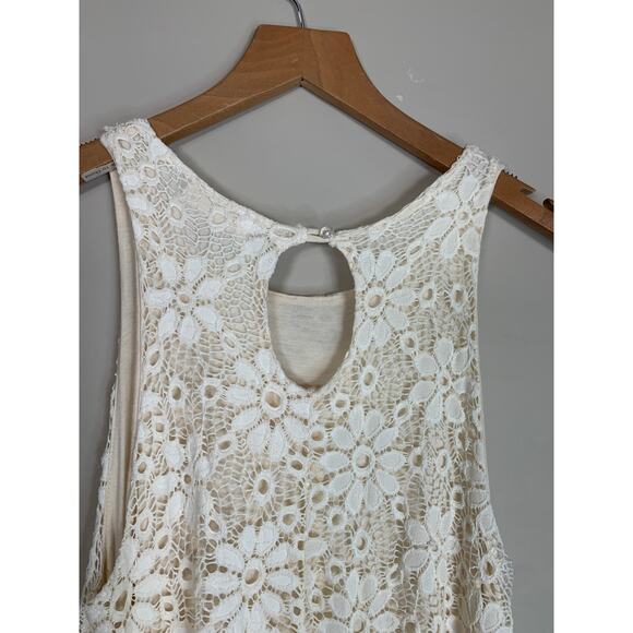 Ginger G Floral Knit Above Knee A-Line Lace Dress Lined Off White Cream Size S - Picture 7 of 16